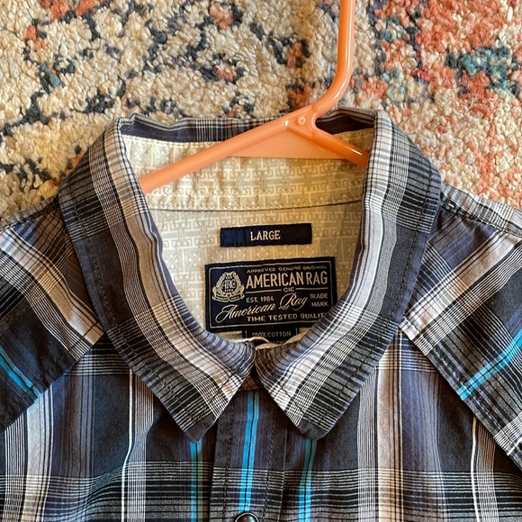 American Rag‎ Snap Button Down Plaid Multi Long Sleeve Shirt Size L - Picture 4 of 5